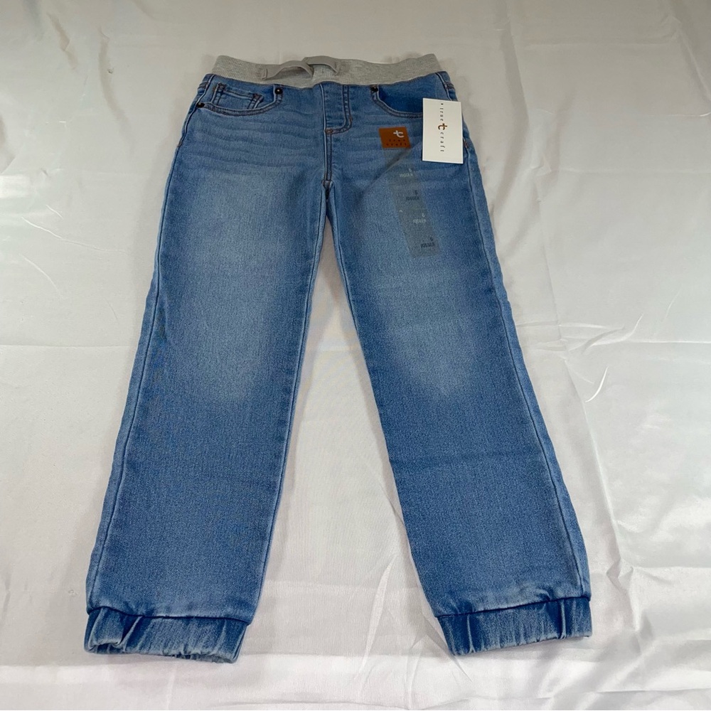 True Craft Boys Blue Denim Pull On Jogger Jeans Size 6 NWT Medium Wash‎